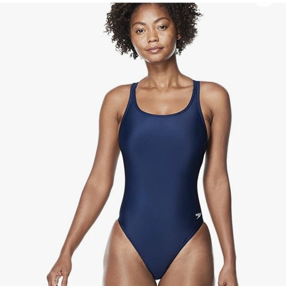 Speedo Womens Swimsuit One Piece Pro LT Navy Sz 24